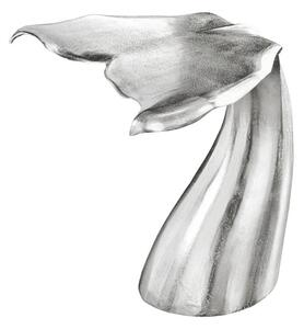 Estila Štýlový art deco kovový príručný stolík Whale v striebornej farbe v podobe veľrybieho chvostu 60 cm