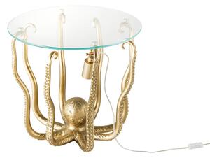 Estila Štýlový art deco okrúhly príručný stolík Tierra Glam s podstavou s morským motívom v podobe zlatej chobotnice 50 cm