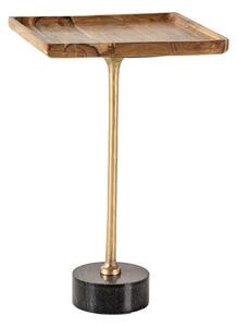 Estila Štýlový art deco štvorcový príručný stolík Akina z masívneho hnedého dreva a čierneho mramoru 55 cm