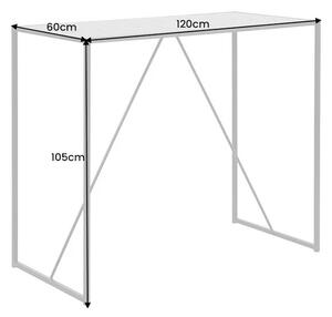 Estila Moderný industriálny čierny barový stôl Industria Marble s kovovu podstavou a vrchnou doskou s mramorovým dizajnom 105 cm