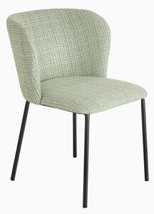Estila Dizajnová retro jedálenská stolička Olive v jemnej pastelovej zelenej farbe s čiernymi nožičkami 75 cm