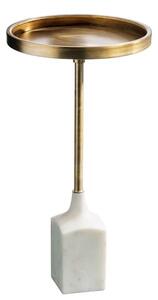 Estila Dizajnový okrúhly art deco zlatý príručný stolík Akina z kovu s bielou mramorovou podstavou 55 cm