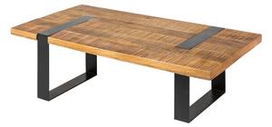 Estila Dizajnový obdĺžnikový industriálny konferenčný stolík Steele Craft z masívneho mangového dreva v hnedej farbe 100 cm