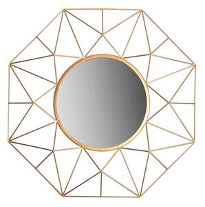 Estila Štýlové art deco nástenné okrúhle zrkadlo Diamont so zlatým rámom s diamantovým vzorom 80 cm