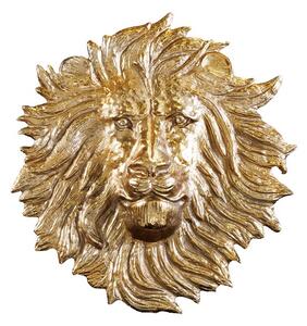 Estila Štýlová art deco nástenná dekorácia Lion z kovu v zlatej farbe v podobe leva 34 cm