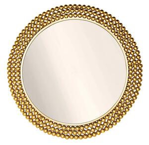 Estila Dizajnové glamour okrúhle nástenné zrkadlo Miny so zlatým perlovým kovovým rámom 76 cm