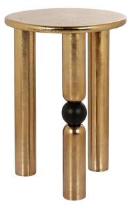 Estila Moderný art deco okrúhly kovový príručný stolík Bullet v zlatej farbe s čiernym detailom gule 54 cm