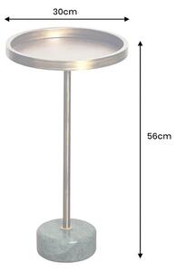 Estila Dizajnový art deco okrúhly kovový príručný stolík Akina v zlatej farbe s mramorovou zelenou podstavou 56 cm
