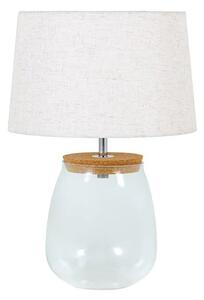 Estila Štýlová sklenená stolná lampa Clasico s nohou v podobe priesvitnej nádoby s valcovým béžovým tienidlom 60 cm