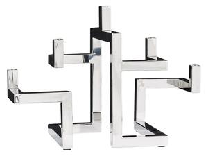 Estila Dizajnový art deco kovový strieborný svietnik Flames s piatimi držiakmi na sviečky 51 cm