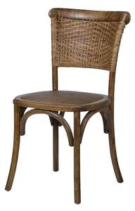 Estila Vidiecka vintage jedálenská stolička Lari v tmavej hnedej farbe s ratanovým výpletom a konštrukciou z masívneho dreva 87 cm