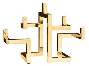 Estila Dizajnový glamour geometrický kovový zlatý svietnik Flames s piatimi držiakmi na sviečky 51 cm