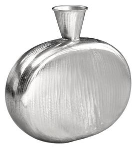 Estila Art deco oválna kovová štruktúrovaná strieborná váza Aleny s kužeľovým vrchom 48 cm