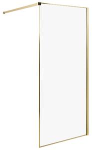 Sprchová zástena zlatá z tvrdeného skla 90 x 190 cm rám z nerezovej ocele bezdverový bezbariérový sprchovací kút moderný štýl kúpeľňa