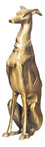 Estila Art deco dizajnová kovová zlatá socha psa Nartas v sedacej polohe 69 cm