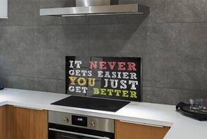 Sklenený obklad do kuchyne farebný nápis 100x50 cm