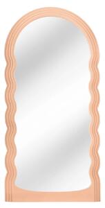 Estila Dizajnové art deco klenuté nástenné zrkadlo Swan s oblúkovým vlnitým rámom v jemnej marhuľovo oranžovej farbe 160 cm