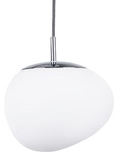 Závesná lampa biela sklenená so striebornými doplnkami nepravidelný tvar s 1 žiarovkou moderná