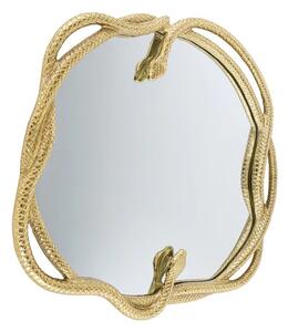 Estila Art deco okrúhle závesné zrkadlo Serpente so zlatým kovovým rámom v tvare hadov 52 cm