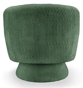 Estila Art deco otočné kreslo Elian s čalúnením bouclé v tmavozelenej farbe a kruhovou otočnou základňou o 360 stupňov 76 cm