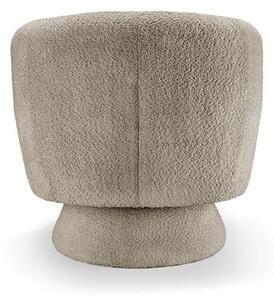Estila Art deco otočné kreslo Elian potiahnuté taupe sivou bouclé látkou so zaobleným operadlom a kužeľovou základňou 76 cm