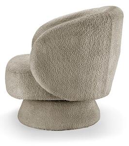 Estila Art deco otočné kreslo Elian potiahnuté taupe sivou bouclé látkou so zaobleným operadlom a kužeľovou základňou 76 cm