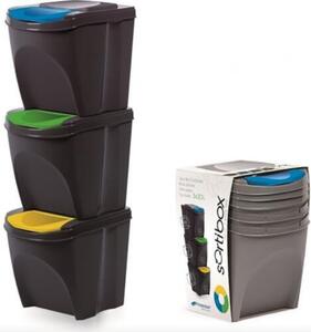 Odpadkový kôš na triedenie odpadu, 3x25l SORTIBOX XL, čierne