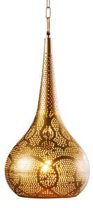Estila Orientálna závesná lampa Fatima okrúhleho tvaru z kovu v zlatej farbe s perforáciou 49 cm