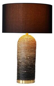 Estila Art deco stolná lampa Draconia s valcovou nohou z morskej trávy a hnedým ľanovým tienidlom 60 cm