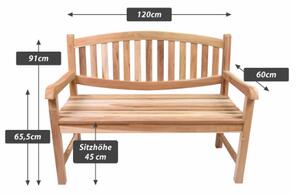Záhradná lavička DIVERO, teakové drevo, neošetrené, 120 cm