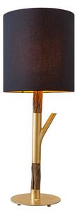 Estila Dizajnová moderná stolná lampa Mervik s čiernym tienidlom a hnedou drevenou nohou so zlatými kovovými detailmi 74 cm