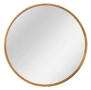 Estila Art deco okrúhle nástenné zrkadlo Auri so zlatým kovovým rámom a zadnou výstužou z dyhovaného dreva 58 cm