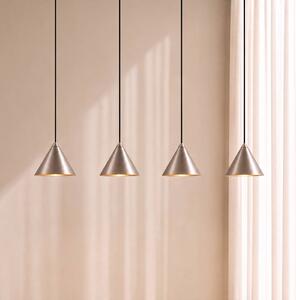 Lucande LED závesné svietidlo Rhodes, 4-pl., niklové, 82 cm, Hliník / sivá / zinok, Obývacia izba / jedáleň, kov, Moderný, Závesné svietidlo