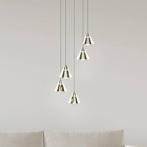 LED závesné svietidlo Romeo, Ø 28 cm, niklová farba, kov, 5-pl., Hliník / sivá / zinok, Obývacia izba / jedáleň, kov, Moderný, Závesné svietidlo