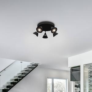 LED stropné bodové svetlá Romeo, Ø 30 cm, čierny, kov, 5-pl., Čierna, Obývacia izba / jedáleň, kov, Moderný, Stropné svetlo