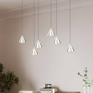 LED závesné svietidlo Romeo, dĺžka 75 cm, niklová farba, kov, 6-pl., Hliník / sivá / zinok, Obývacia izba / jedáleň, kov, Moderný, Závesné svietidlo