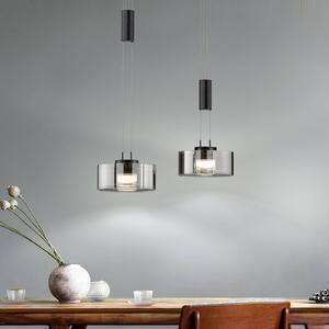 FISCHER & HONSEL LED závesné svietidlo Lavin, dĺžka 64 cm, pieskovo-čierna/dymovo-sivá, Čierna, Obývacia izba / jedáleň, kov, Moderný, Závesné svietidlo