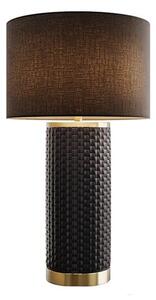 Estila Moderná čierna stolná lampa Draconia so zlatými kovovými detailmi a keramickou podstavou s pleteným dizajnom 70 cm