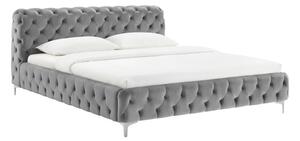 Estila Moderná chesterfield manželská posteľ Modern Barock so sivým zamatovým poťahom a diamantovým prešívaním 190 cm