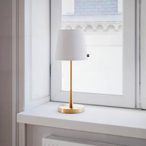 By Rydéns Stolová lampa Rydens Lumi, 49 cm, zlatá/biela, textil, Mosadz / zlato, Obývacia izba / jedáleň, kov, Stojacie svietidlo