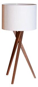 Stolová lampa Vega od Rydens, orechová/biela, 55 cm, drevo, textil, Tmavé drevo, Obývacia izba / jedáleň, Drevo, Stojacie svietidlo