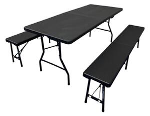TENTino Plastový pivný set skladací BLACK - 180 cm