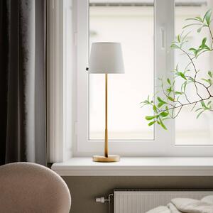 Stolová lampa By Rydens Lumi, 69 cm, zlatá/biela, textil, Mosadz / zlato, Obývacia izba / jedáleň, kov, Stojacie svietidlo