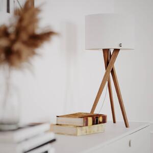 Stolová lampa Vega od Rydens, dub/biela, 55 cm, drevo, textil, Svetlé drevo, Obývacia izba / jedáleň, Drevo, Stojacie svietidlo