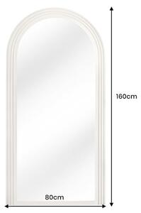 Estila Moderné art deco závesné zrkadlo Swan s klenutým rámom so štvorvrstvovým dizajnom v bielej farbe 160 cm