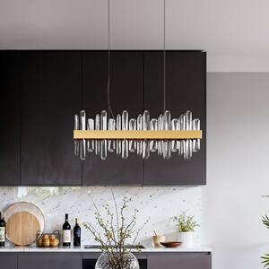 By Rydens LED závesné svietidlo Triumph Bar, 80 cm, mosadz, číra, Jasné / priehľadné, Obývacia izba / jedáleň, Sklo, Moderný, Závesné svietidlo