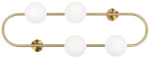 Nástenná lampa zlatá kov železo 70 cm so 4 sklenenými svietidlami moderný dizajn guľaté tienidlá moderné osvetlenie