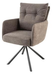 Estila Retro otočná taupe hnedá jedálenská stolička Dover s čiernymi kovovými nožičkami a kombinovaným čalúnením 90 cm