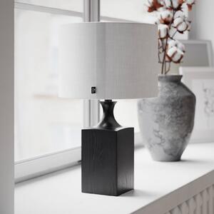 Stolová lampa Woody od Rydens, výška 41 cm, čierna/biela, drevo, Čierna, Obývacia izba / jedáleň, Drevo, Stojacie svietidlo