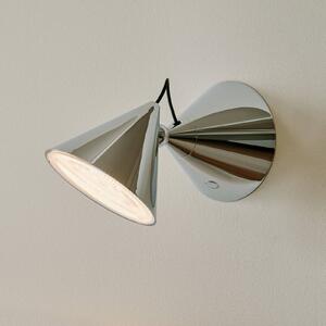 Tom Dixon LED nástenné svetlo Pose, strieborné, 21 cm, plast, Chrómová / strieborná, Obývacia izba / jedáleň, kov, Dizajn, Nástenné svietidlo
